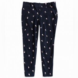 J.Crew Mercantile Floral Winnie Slim Ankle Pants Black Pink Preppy Casual Size 2